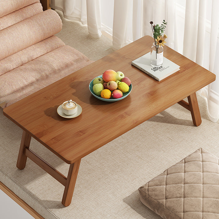 Mesa Auxiliar Rectangular Plegable de Bambú Natural Japonés Tradicional de 1 Nivel para Dormitorio y Sala de Estar 