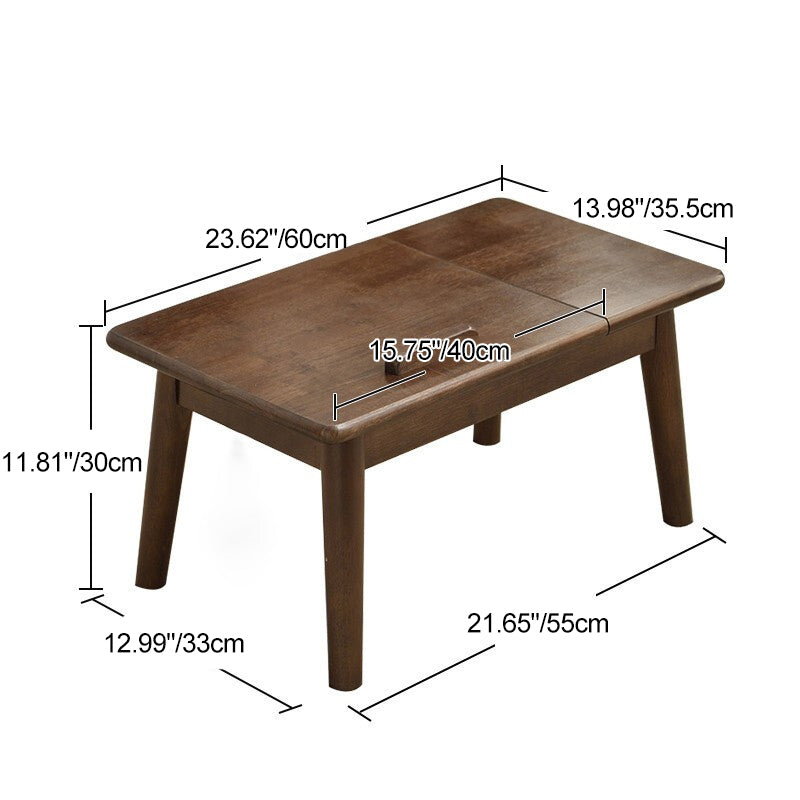 Traditioneller japanischer rechteckiger Beistelltisch aus Massivholz, 1-stufig, für Schlafzimmer & Wohnzimmer 