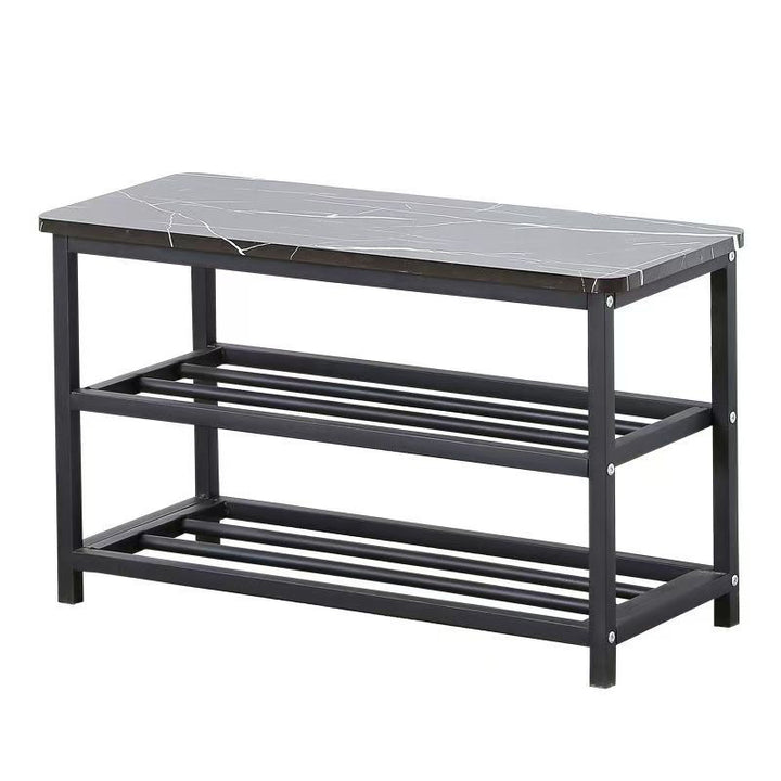 Modern Minimalist Engineered Wood Carbon Steel Rectangular Shoe Storage 2-Shelves For Living Room