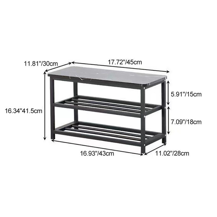 Modern Minimalist Engineered Wood Carbon Steel Rectangular Shoe Storage 2-Shelves For Living Room