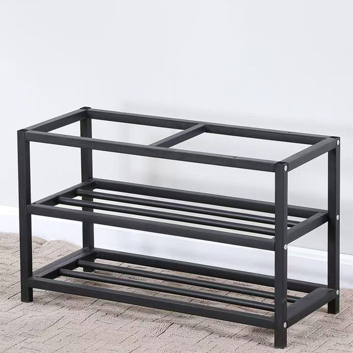 Modern Minimalist Engineered Wood Carbon Steel Rectangular Shoe Storage 2-Shelves For Living Room