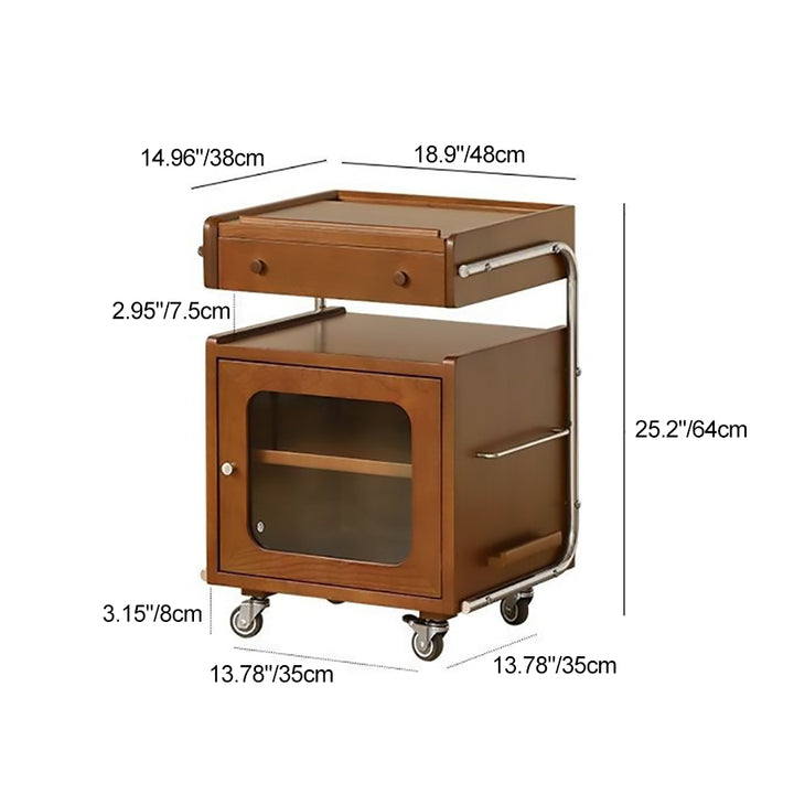 Table de nuit mobile en forme de robot en bois chinois traditionnel, verre, acier inoxydable à 2 niveaux pour chambre et salon 