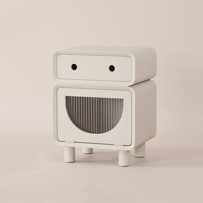 現代的な創造的な中密度ファイバーボード製ロボット型の丸みを帯びた四角いナイトスタンド、寝室用の2つの引き出し付き 