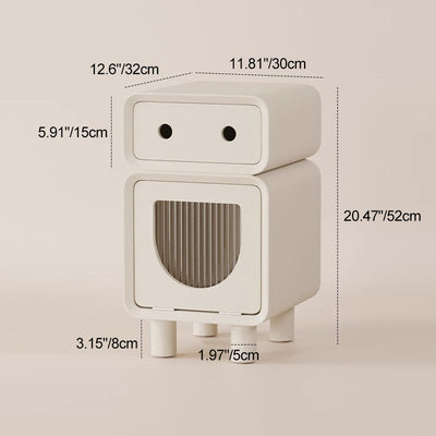 現代的な創造的な中密度ファイバーボード製ロボット型の丸みを帯びた四角いナイトスタンド、寝室用の2つの引き出し付き 