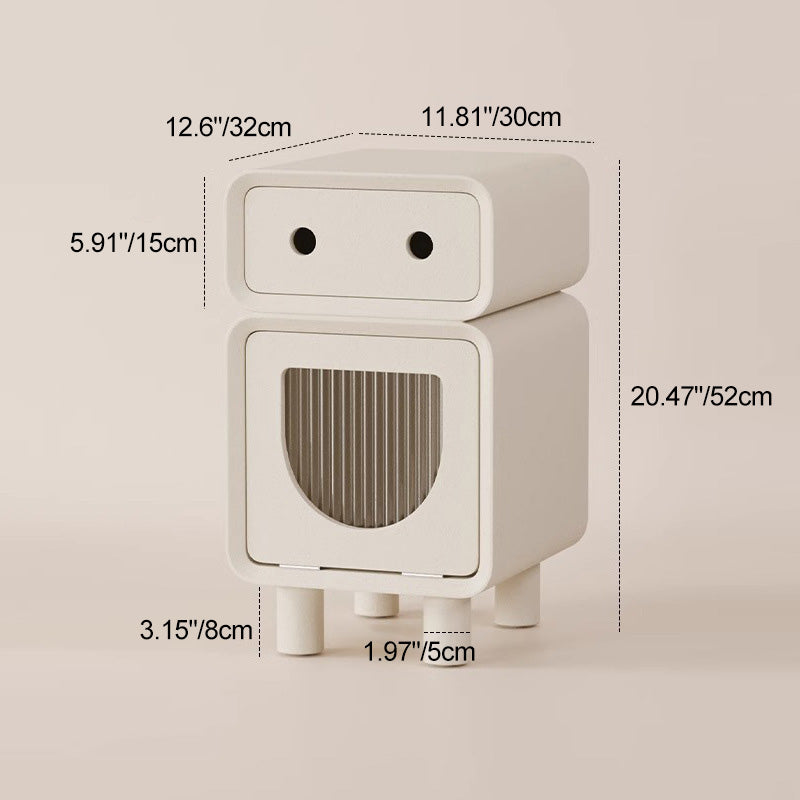 現代的な創造的な中密度ファイバーボード製ロボット型の丸みを帯びた四角いナイトスタンド、寝室用の2つの引き出し付き 