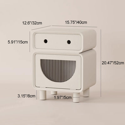 現代的な創造的な中密度ファイバーボード製ロボット型の丸みを帯びた四角いナイトスタンド、寝室用の2つの引き出し付き 