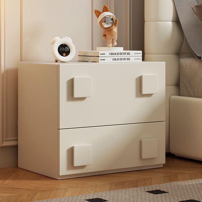 Table de nuit carrée en bois massif minimaliste moderne avec 2 tiroirs pour chambre 