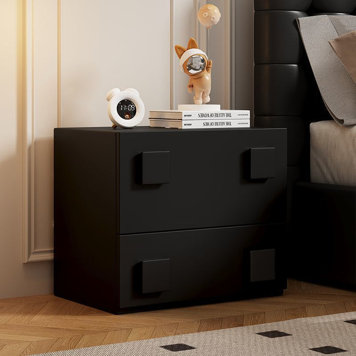 Table de nuit carrée en bois massif minimaliste moderne avec 2 tiroirs pour chambre 