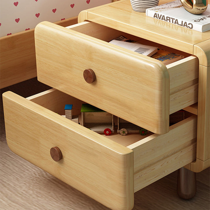 Table de chevet cylindrique en bois massif créatif contemporain avec 1/2 tiroirs pour chambre 