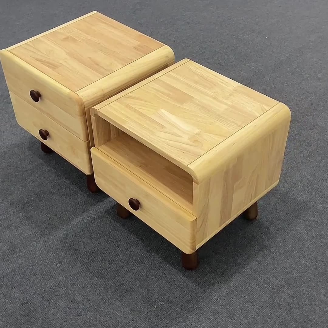 Table de chevet cylindrique en bois massif créatif contemporain avec 1/2 tiroirs pour chambre 