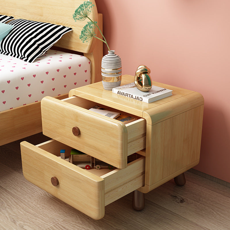 Table de chevet cylindrique en bois massif créatif contemporain avec 1/2 tiroirs pour chambre 