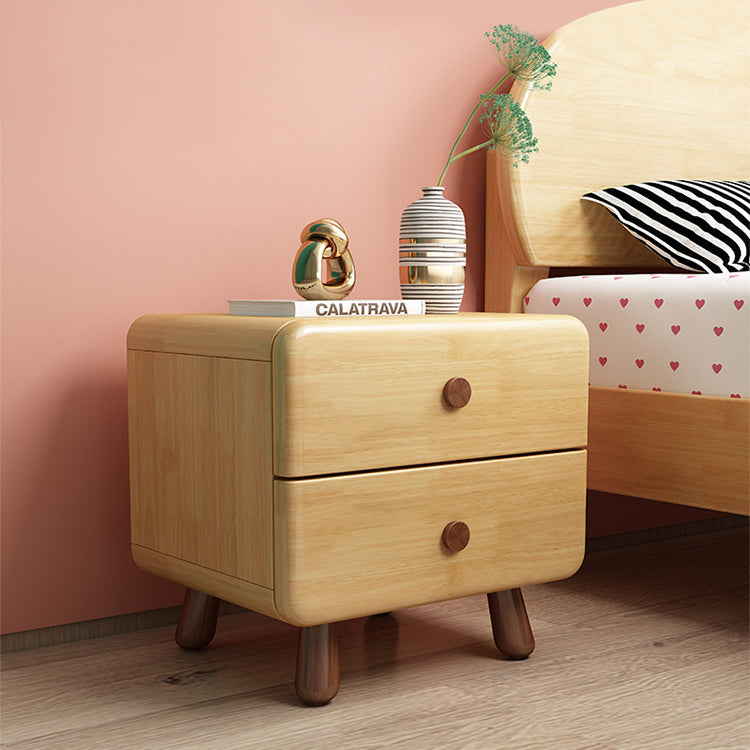 Table de chevet cylindrique en bois massif créatif contemporain avec 1/2 tiroirs pour chambre 