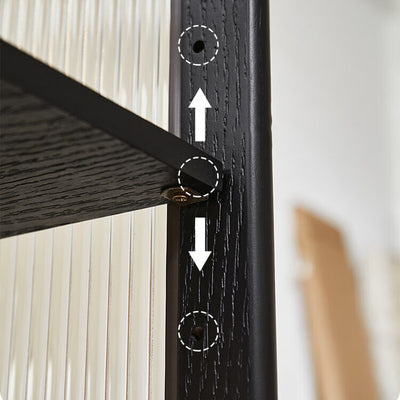Moderner minimalistischer rechteckiger Beistelltisch aus Massivholz und Glas mit 3 Ebenen für das Wohnzimmer 