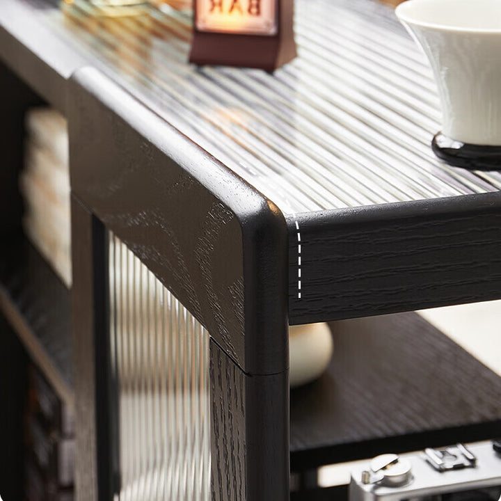 Modern Minimalist Solid Wood &amp; Glass Rectangular End Table With 3 Tiers For Living Room