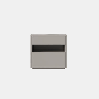 Modern Minimalist Solid Wood Square Nightstand With 2 Drawers For Bedroom