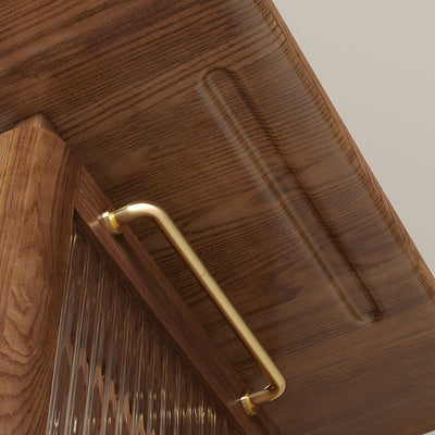 Zeitgenössischer skandinavischer Beistelltisch aus massivem Holz und Glas mit 1 Ablage für das Wohnzimmer 