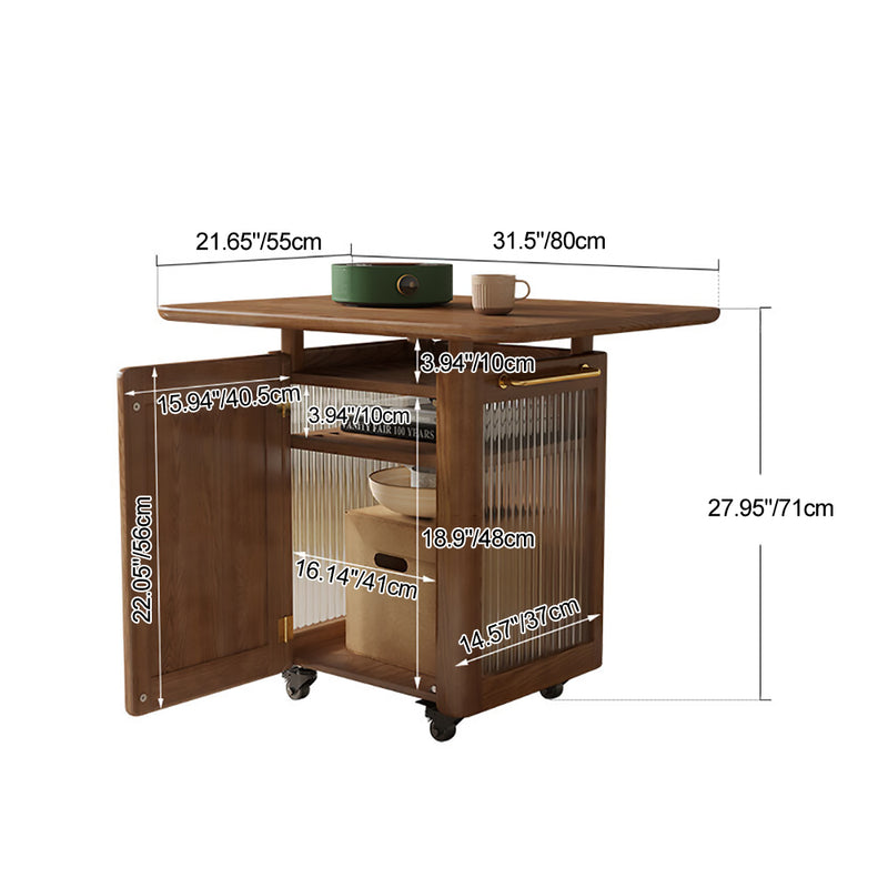 Zeitgenössischer skandinavischer Beistelltisch aus massivem Holz und Glas mit 1 Ablage für das Wohnzimmer 