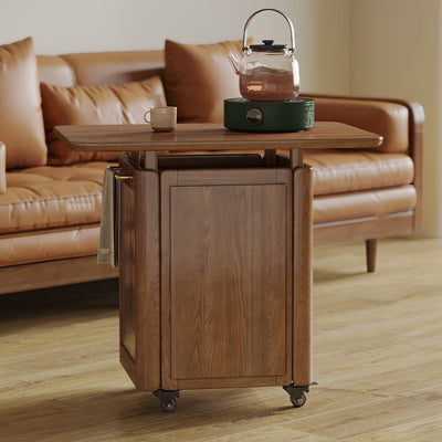 Zeitgenössischer skandinavischer Beistelltisch aus massivem Holz und Glas mit 1 Ablage für das Wohnzimmer 