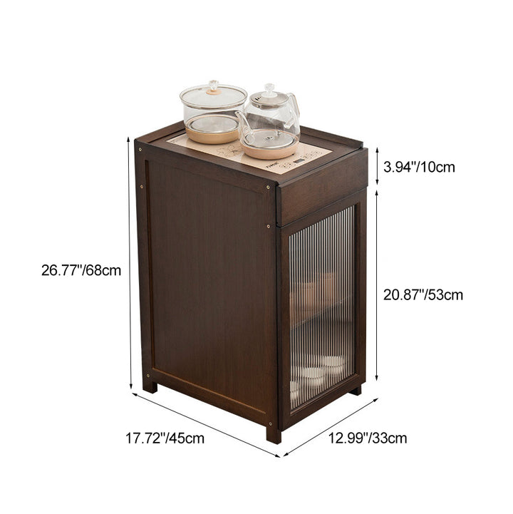 Modern Minimalist Bamboo Acrylic Rectangular Side Table With 1-Drawer For Living Room
