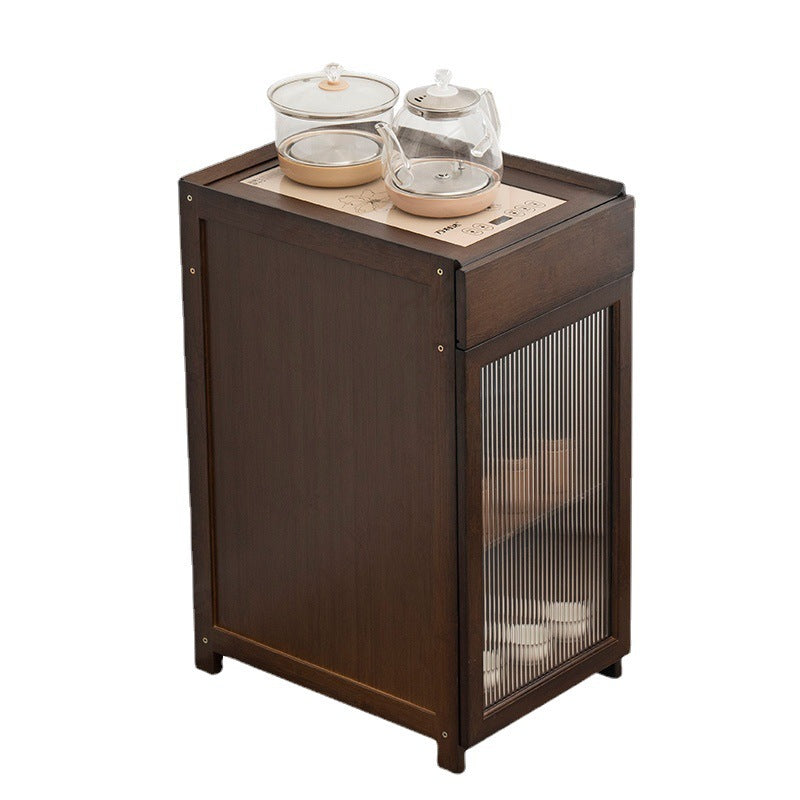 Modern Minimalist Bamboo Acrylic Rectangular Side Table With 1-Drawer For Living Room