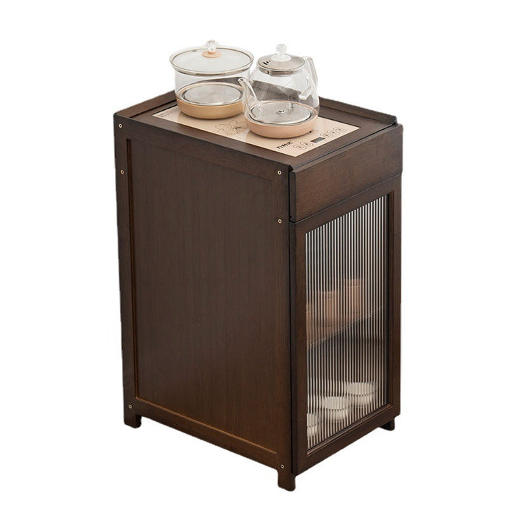 Modern Minimalist Bamboo Acrylic Rectangular Side Table With 1-Drawer For Living Room