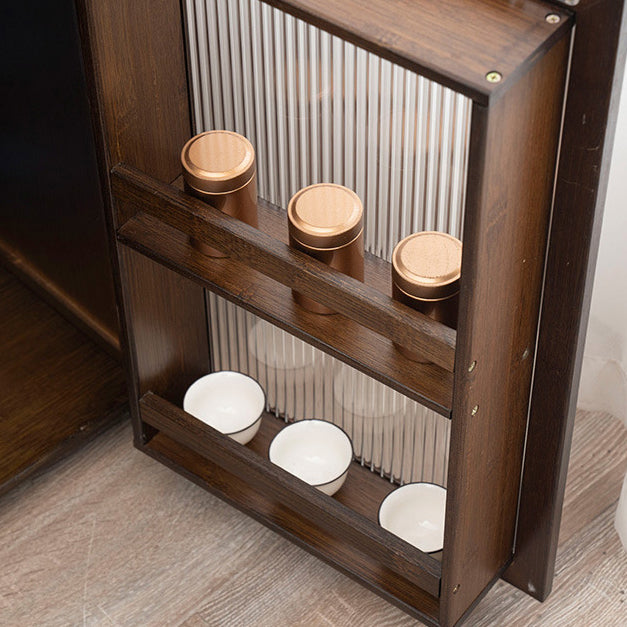 Modern Minimalist Bamboo Acrylic Rectangular Side Table With 1-Drawer For Living Room