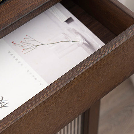 Modern Minimalist Bamboo Acrylic Rectangular Side Table With 1-Drawer For Living Room