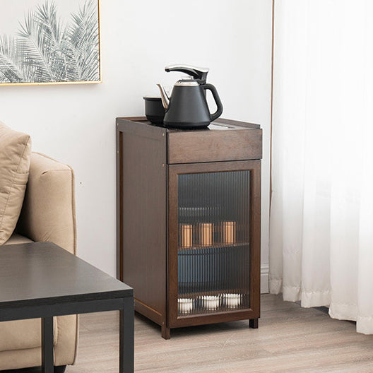 Modern Minimalist Bamboo Acrylic Rectangular Side Table With 1-Drawer For Living Room