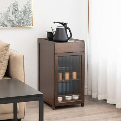 Moderner minimalistischer rechteckiger Beistelltisch aus Bambus und Acryl mit 1 Schublade für das Wohnzimmer 