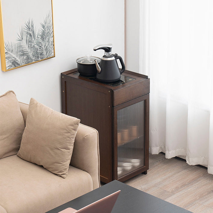 Modern Minimalist Bamboo Acrylic Rectangular Side Table With 1-Drawer For Living Room