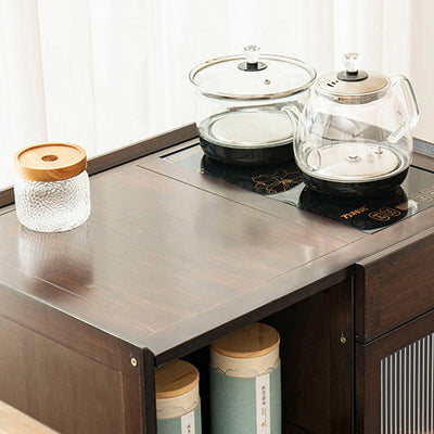 Moderner minimalistischer rechteckiger Beistelltisch aus Bambus und Acryl mit 1 Schublade für das Wohnzimmer 