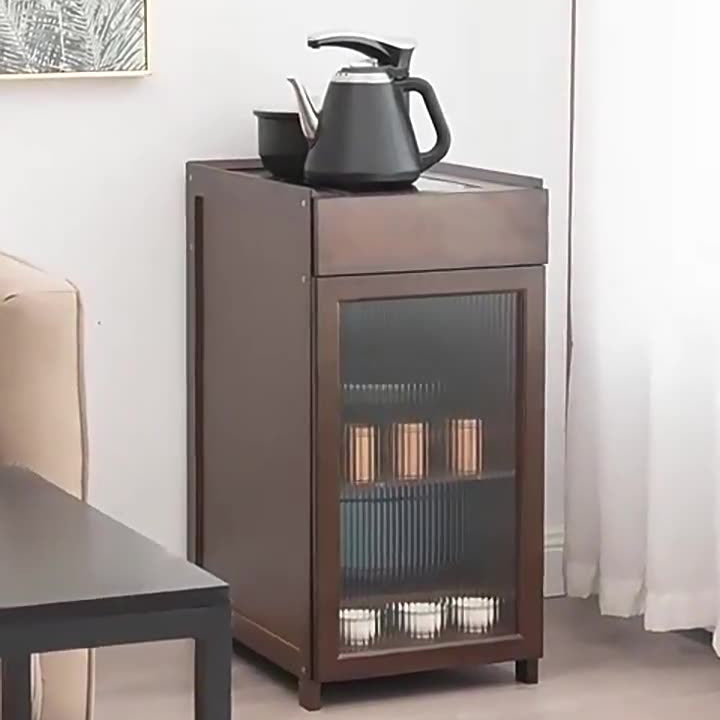 Moderner minimalistischer rechteckiger Beistelltisch aus Bambus und Acryl mit 1 Schublade für das Wohnzimmer 