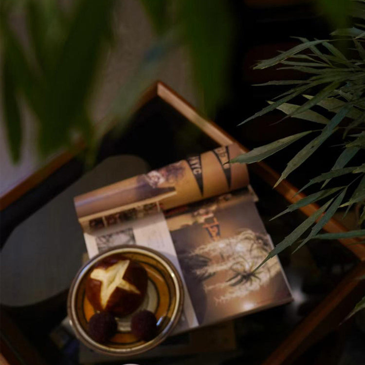 Traditional Vintage Solid Wood Glass Square Hollow End Table With 2-Tier Storage For Living Room