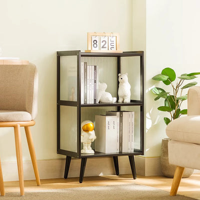 Moderner minimalistischer rechteckiger zylindrischer Beistelltisch aus Bambus und Acryl mit 3/4/5 Ebenen für das Wohnzimmer 