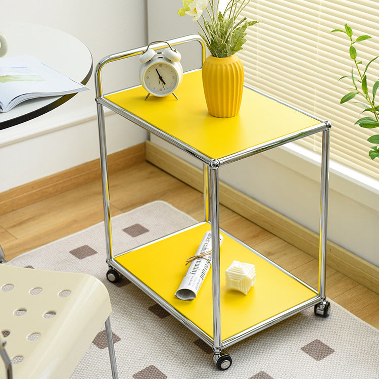 Moderner minimalistischer rechteckiger Beistelltisch aus hochfestem Stahl mit 2 Ebenen für das Wohnzimmer 