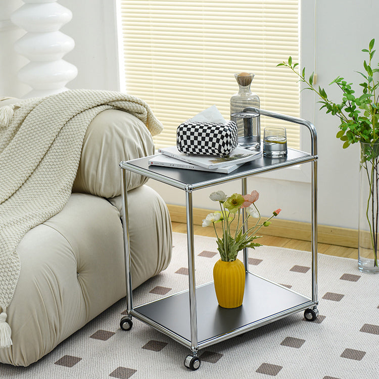 Moderner minimalistischer rechteckiger Beistelltisch aus hochfestem Stahl mit 2 Ebenen für das Wohnzimmer 