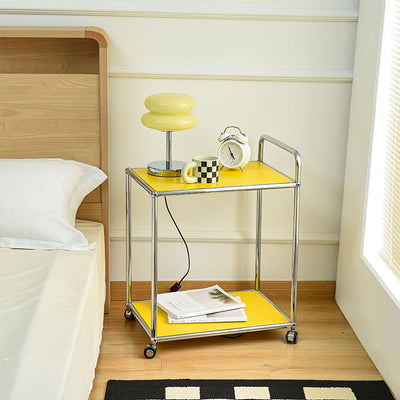Moderner minimalistischer rechteckiger Beistelltisch aus hochfestem Stahl mit 2 Ebenen für das Wohnzimmer 