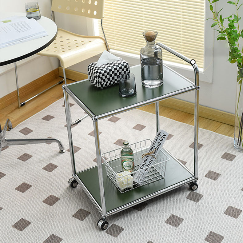 Moderner minimalistischer rechteckiger Beistelltisch aus hochfestem Stahl mit 2 Ebenen für das Wohnzimmer 