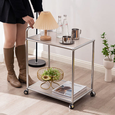 Moderner minimalistischer rechteckiger Beistelltisch aus hochfestem Stahl mit 2 Ebenen für das Wohnzimmer 