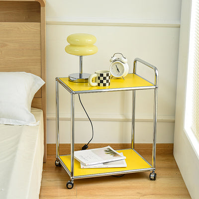Moderner minimalistischer rechteckiger Beistelltisch aus hochfestem Stahl mit 2 Ebenen für das Wohnzimmer 