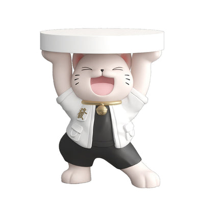 モダンアールデコ樹脂製招き猫彫刻エンドテーブル 1段付き リビングルーム用 