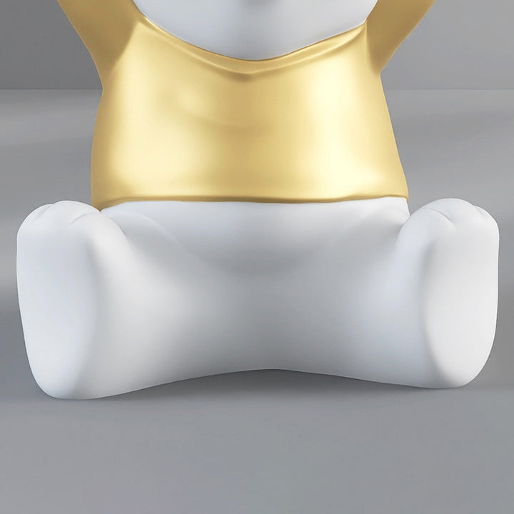 Modern Art Deco Resin Fiberglass Bear-Shaped Round End Table 1-Tier For Living Room