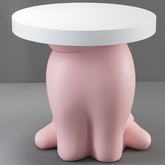 Modern Art Deco Resin Cat-Shaped Round End Table 1-Tier For Living Room