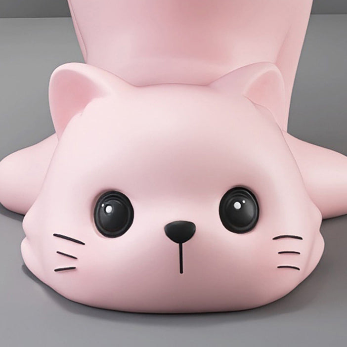 Modern Art Deco Resin Cat-Shaped Round End Table 1-Tier For Living Room