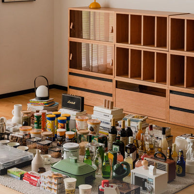 Traditioneller rechteckiger Beistelltisch aus japanischem Kirschholz mit 1 Ebene für das Wohnzimmer 