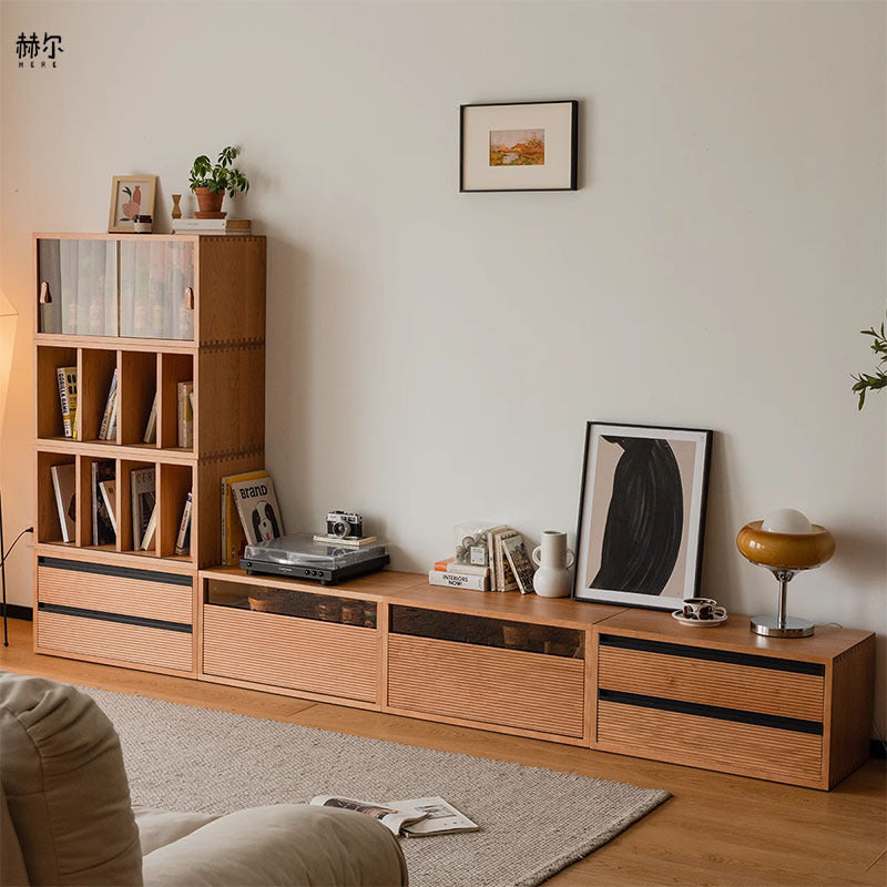 Traditional Japanese Cherry Wood Rectangular Side Table 1-Tier For Living Room