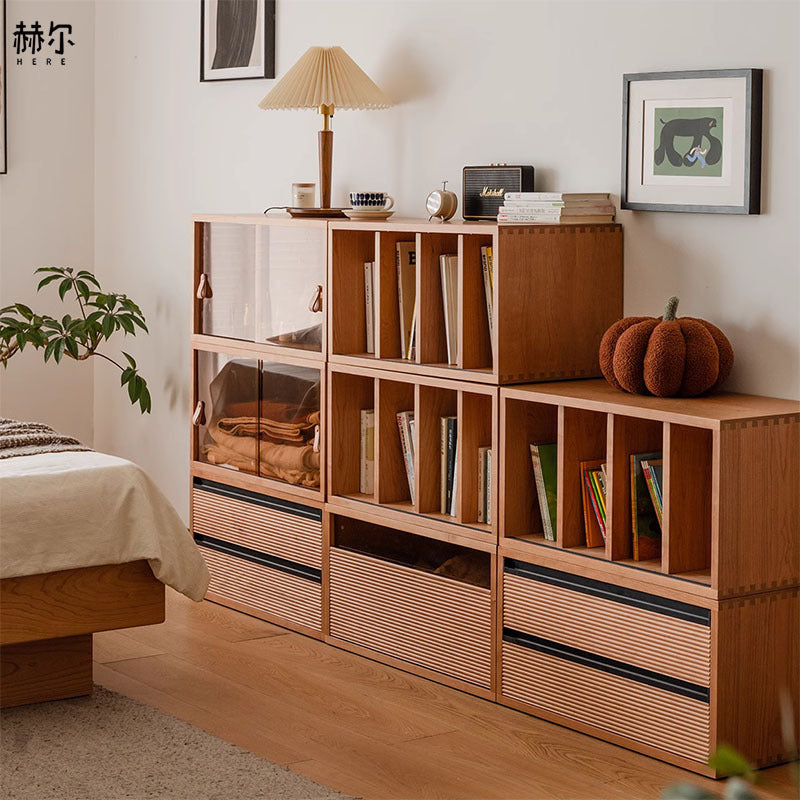 Traditional Japanese Cherry Wood Rectangular Side Table 1-Tier For Living Room