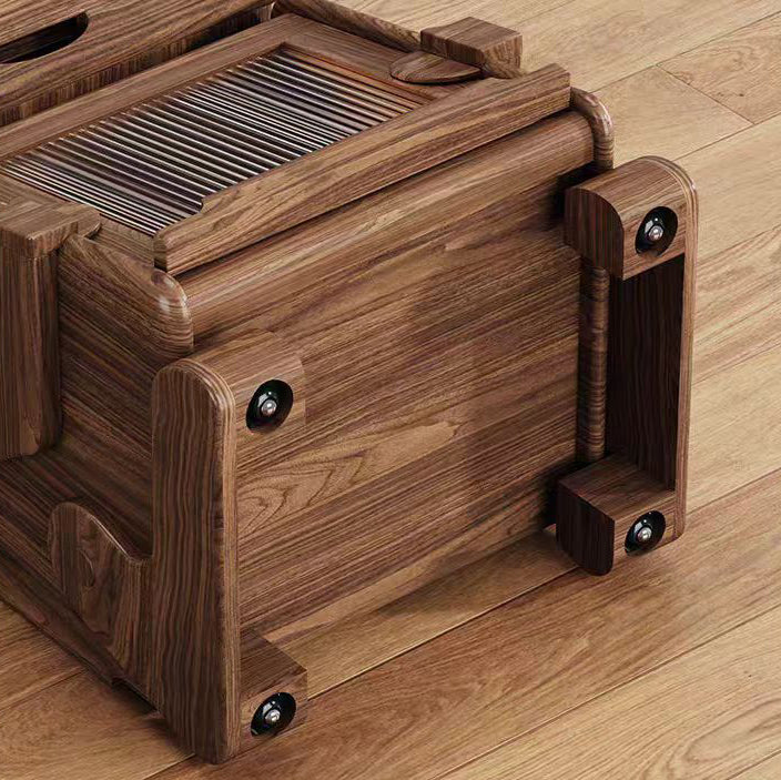 Zeitgenössischer kreativer Roboter-förmiger Beistelltisch aus massivem Holz mit Glas und 2 Ablagen für das Wohnzimmer 