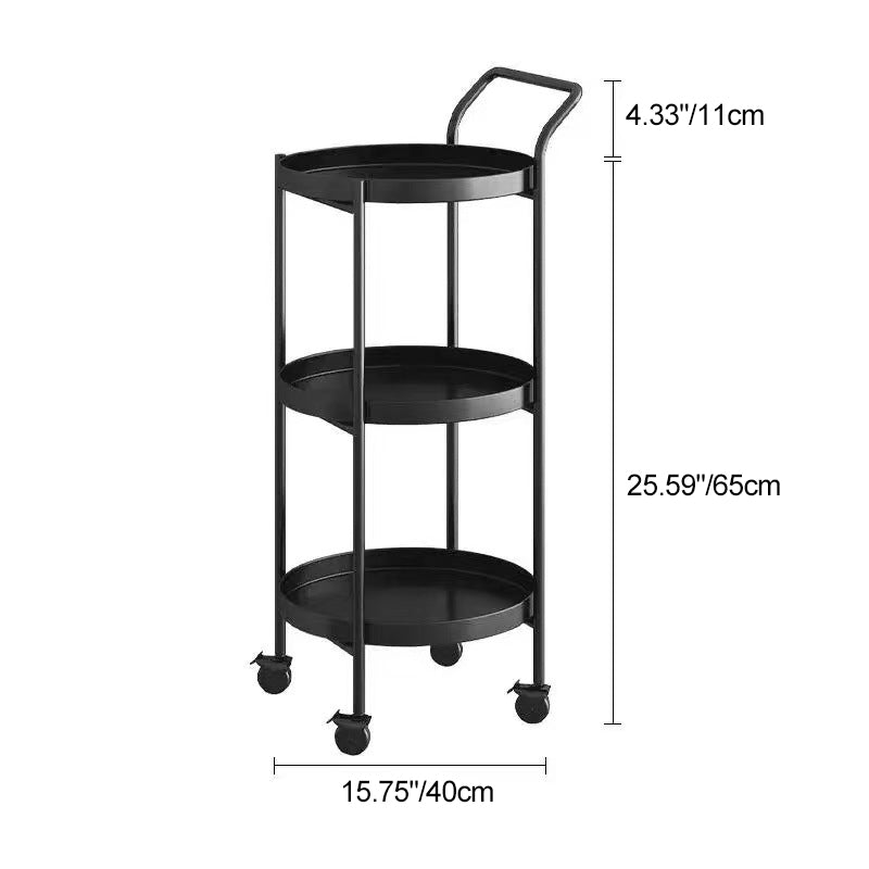 Contemporary Scandinavian Metal Mobile Round Side Table 2/3-Tiers For Living Room