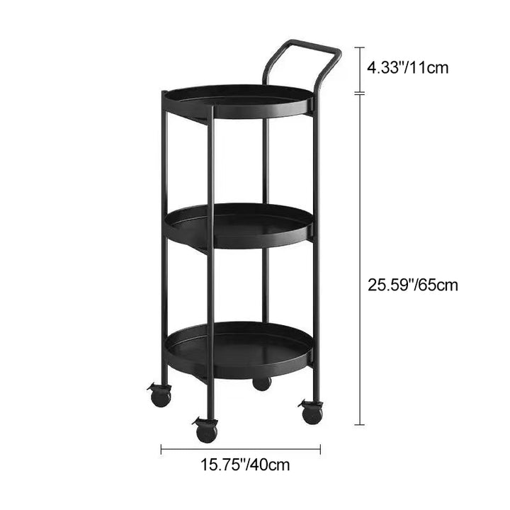 Contemporary Scandinavian Metal Mobile Round Side Table 2/3-Tiers For Living Room